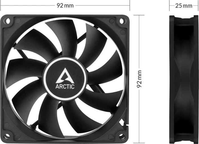 ARCTIC F9 PWM PST, schwarz, 92mm, 5er-Pack