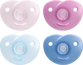 Philips Avent SCF099/20 Soothie Shapes Beruhigungsschnuller, 0-6M, Silikon, blau/rosa, 4 Stück