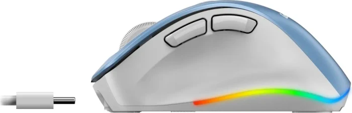 Genius Ergo 9000S Pro Wireless Bluetooth Rechargeable Mini Ergo Silent Mouse, Light Blue, USB/Bluetooth