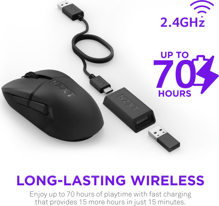 NZXT Lift Elite Wireless, 4K/8K Polling, matt schwarz, USB
