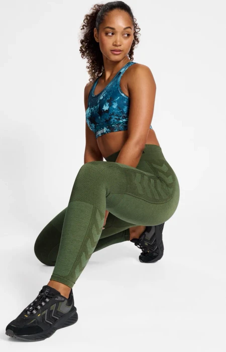 hummel CLEA Seamless Tight Hose lang climbing ivy (Damen)