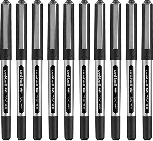 Uni-Ball Eye Micro UB-150 Tintenroller (Mine) schwarz/silber, 10er-Pack