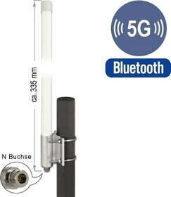 DeLOCK 5G/LTE, Mastmontage Outdoor-Antenne, 2.1GHz/900MHz, 2.93dBi, N-Type (Buchse), omnidirektional, weiß