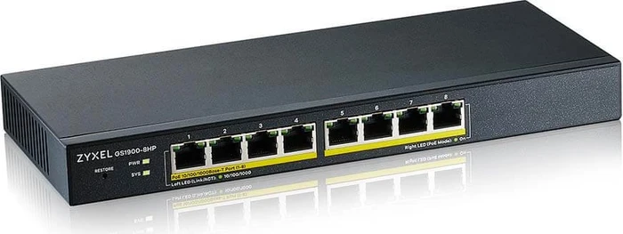 Zyxel GS1900 Desktop Gigabit Smart Switch, 8x RJ-45, 77W PoE+