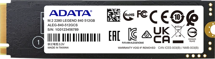 ADATA LEGEND 840 512GB, M.2 2280 / M-Key / PCIe 4.0 x4, Kühlkörper
