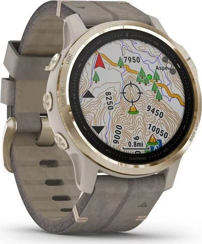 Garmin Fenix 6S Sapphire light gold/shale grey leather