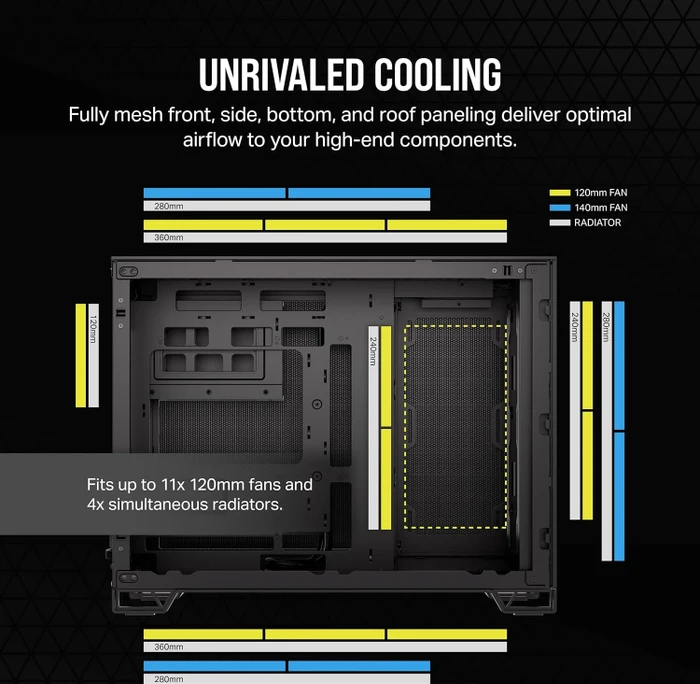 Corsair 2500D Airflow, schwarz, Glasfenster