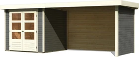 Karibu Askola 2 Gartenhaus inkl. Anbau + Rück- und Seitenwand 2.8m terragrau