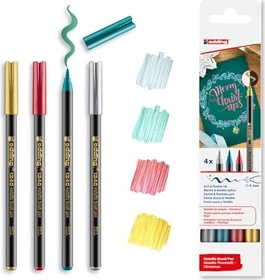 edding 1340 Pinselstift metallic gold/silber/grün, 4er-Set