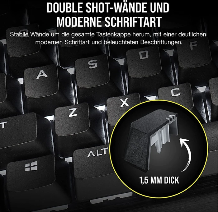 Corsair Pro Keycap Mod Kit, Kunststoff (PBT) Double-Shot, schwarz, 105 Tasten, ISO-DE