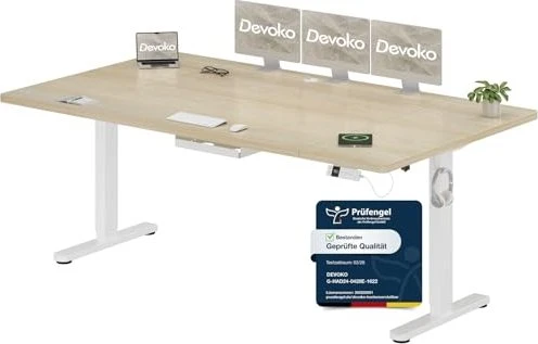 Devoko elektrisch höhenverstellbarer Sitz-Steh-Schreibtisch 200x100cm
