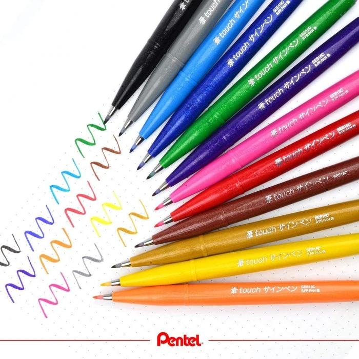 Pentel Brush Sign Pen SES15C sortiert, 4er-Set