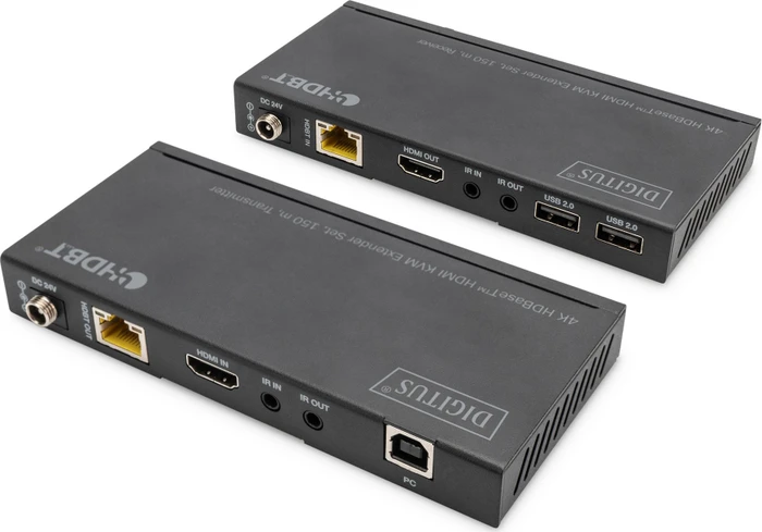 Digitus HDMI KVM Extender Set Extender HDBaseT 1.0, 4K, 60Hz, Cat6a/7/8, USB 2.0, 120m