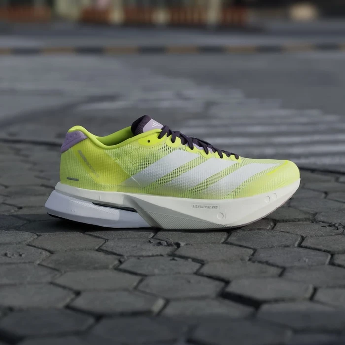 adidas Adizero Boston 13 solar yellow/cloud white/powder plum (Damen)