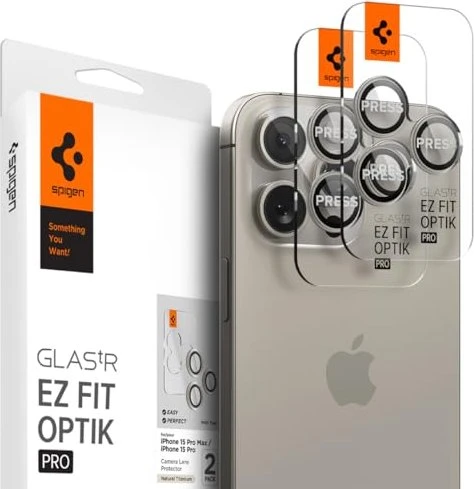 Spigen GLAS.tR EZ Fit Optik Pro Lens Protector für Apple iPhone 16 Pro/16 Pro Max natural titanium