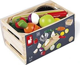 Janod Obst- und Gemüse-Set Green Market mit Zubehör im Kasten