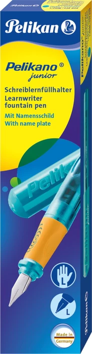 Pelikan Pelikano Junior türkis, linke Hand