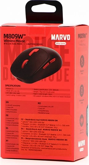 Marvo Scorpion M809W Wireless Gaming Mouse schwarz, USB/Bluetooth