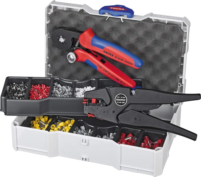 Knipex Crimpzange inkl. Aderendhülsen-Sortiment inkl. Systainer, 18cm