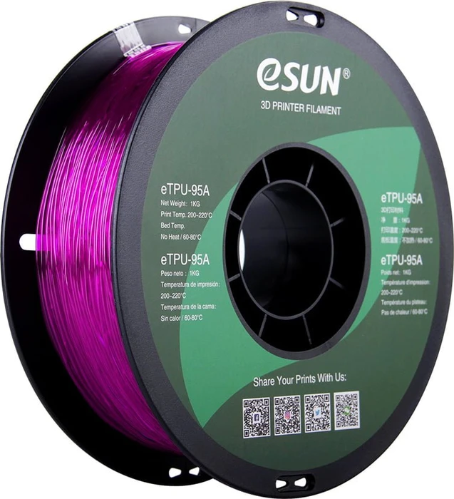 eSUN eTPU-95A, transparent purple, Spule, 1.75mm, 1.00kg