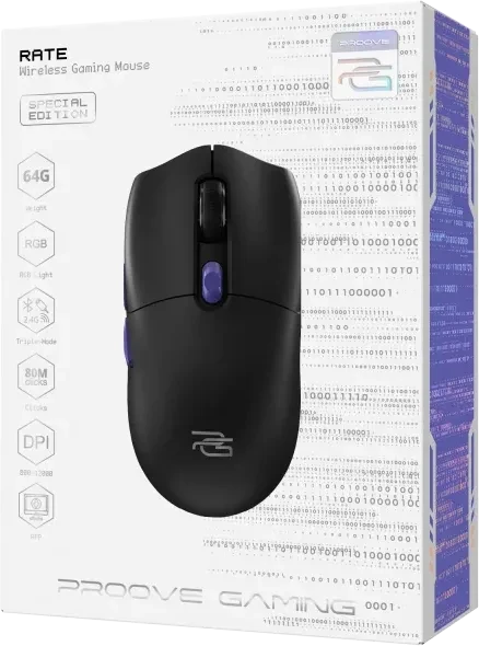 Proove Rate Special Edition Wireless Gaming Mouse, schwarz/violett, USB/Bluetooth