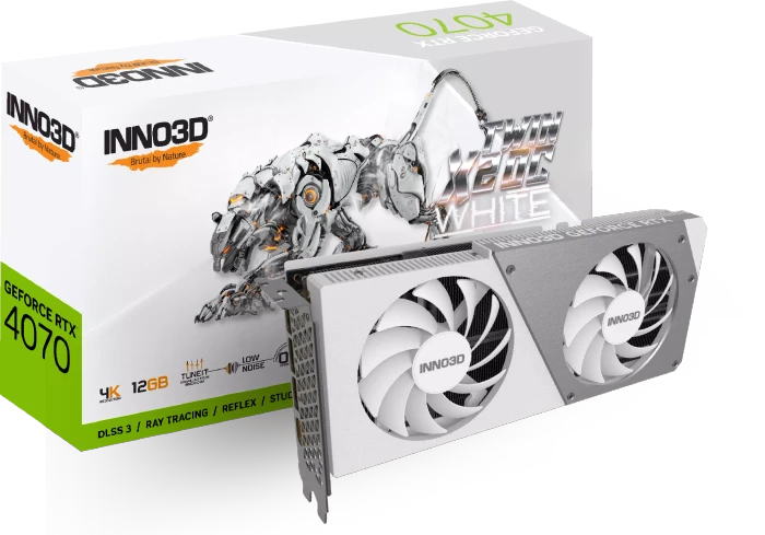 INNO3D GeForce RTX 4070 Twin X2 OC White, 12GB GDDR6X, HDMI, 3x DP