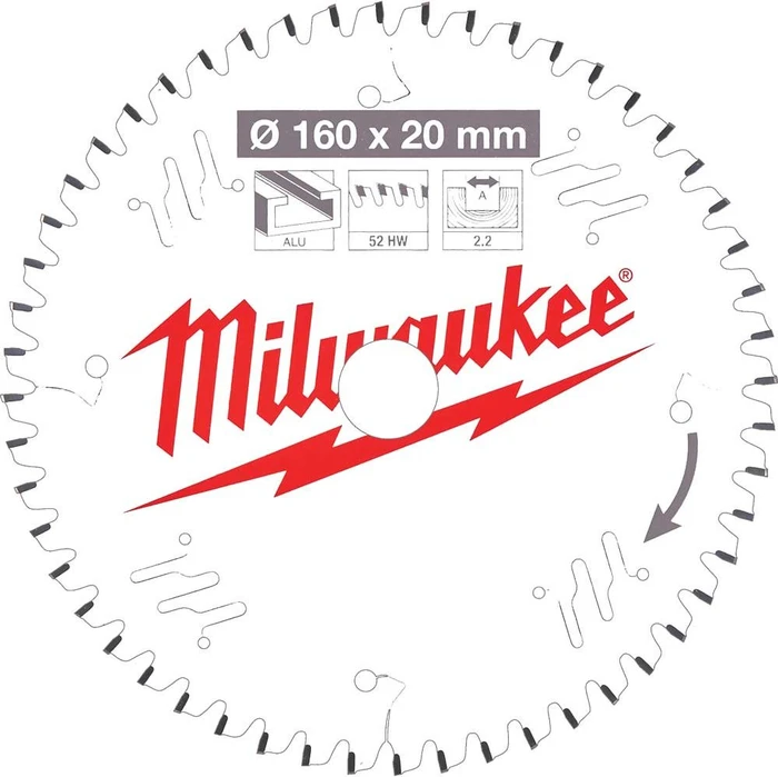 Milwaukee CSB P Alu TF Kreissägeblatt 52Z, 160x2.2x20mm, 1 Stück