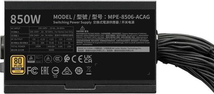 Cooler Master MWE V3 Black 850W, ATX 3.1