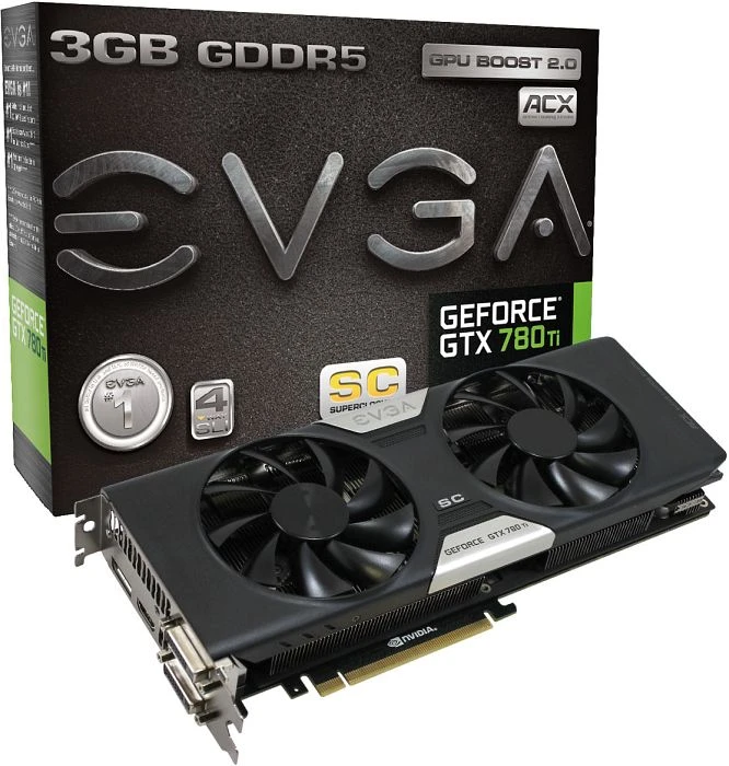 EVGA GeForce GTX 780 Ti Superclocked ACX Cooler, 3GB GDDR5, 2x DVI, HDMI, DP