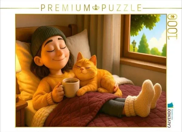 Calvendo Warme Socken im Sommer - Chillen mit Katze und Kaffee