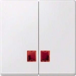 Merten System M Doppelwippe rotem Symbolfenster Thermoplast edelmatt, polarweiß