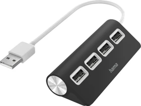 Hama USB-Hub USB 2.0 schwarz, 4x USB-A 2.0, USB-A 2.0 [Stecker] (00200119)