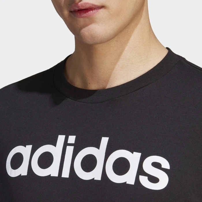 adidas Essentials Single Jersey Linear Embroidered Logo T-Shirt kurzarm schwarz (Herren)