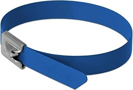 DeLOCK Edelstahl Kabelbinder, 7.9mm, 400mm, blau, 10 Stück