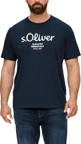 s.Oliver Logo-Print Big T-Shirt kurzarm navy (Herren)