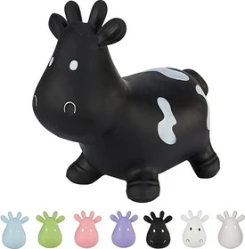 Hoppimals Hüpftier Kuh schwarz mit Pumpe