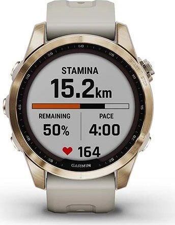Garmin Fenix 7S Sapphire Solar cream gold titanium/light sand