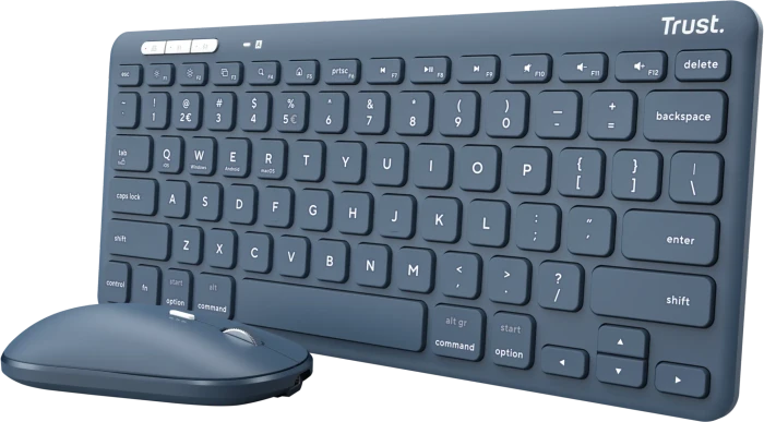 Trust Lyra Multi-Device Wireless Keyboard & Mouse Set, blau, USB/Bluetooth, DE