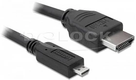 DeLOCK High Speed mit Ethernet HDMI 1.4 Kabel Typ-A/Typ-D Micro, 1m