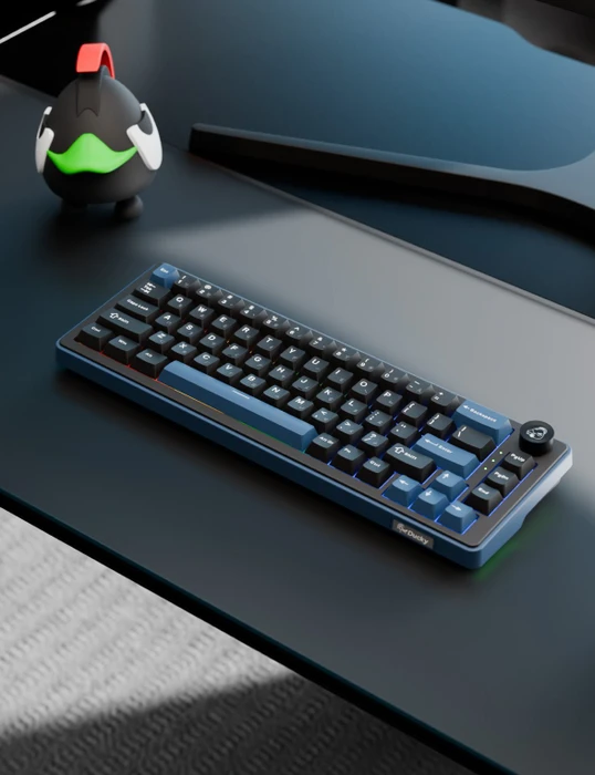 Ducky OK-M-65, Black and Blue, KKT Baby Blue Tactile, USB/Bluetooth, DE
