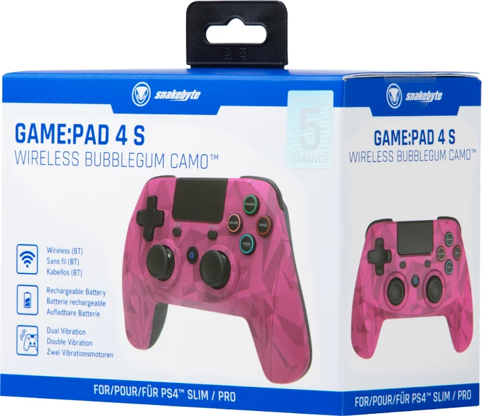 Snakebyte Game:Pad 4 S Wireless Controller bubblegum camo (PS4)