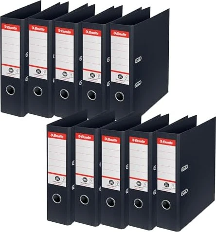 Esselte No. 1 Ordner 2-Ring Recycling, 75mm, A4, schwarz, 10er-Pack
