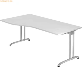 Hammerbacher Ergonomic B-Serie BS18/W Schreibtisch 180x100cm weiß/silber