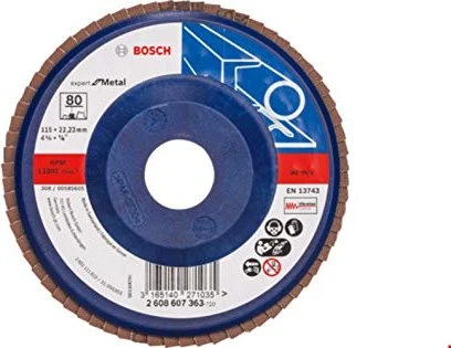 Bosch Professional X551 Expert for Metal Fächerschleifscheibe gerade K80, 115x22.23mm, 1 Stück