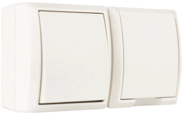 REV Ritter AquaForm Aus-/Wechselschalter + Steckdose AP IP44 waagerecht, weiß