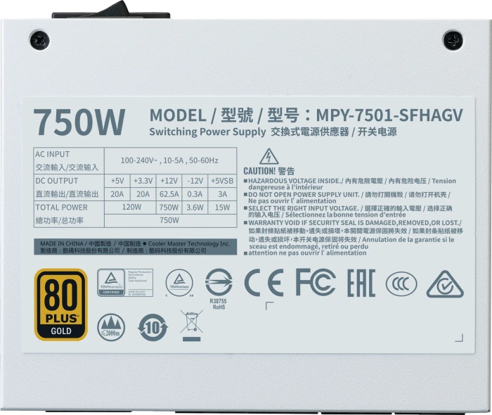 Cooler Master V-Series V750 SFX Gold White Edition 750W, ATX 3.0