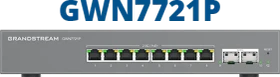 Grandstream GWN7721 Series Rackmount 2.5G Managed Switch, 8x RJ-45, 2x SFP+, 130W PoE+ (GWN7721P)