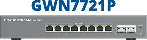 Grandstream GWN7721 Series Rackmount 2.5G Managed Switch, 8x RJ-45, 2x SFP+, 130W PoE+