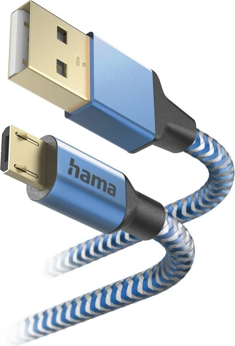 Hama Ladekabel Reflective USB-A/Micro-USB 1.5m Nylon blau