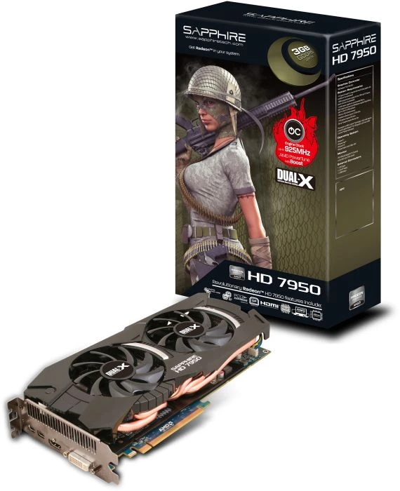 Sapphire Radeon HD 7950 Boost Dual-X, 3GB GDDR5, DVI, HDMI, 2x mDP, full retail